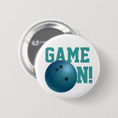 Badge Rond 5 Cm Boule de Bowling Bleue (Devant & derrière)