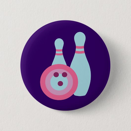 Badge Rond 5 Cm Boule de Bowling et Pins (Devant)