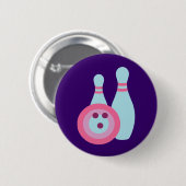 Badge Rond 5 Cm Boule de Bowling et Pins (Devant & derrière)