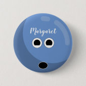 Badge Rond 5 Cm Boule de Bowling mignonne avec / Fancy Script Lett (Devant)