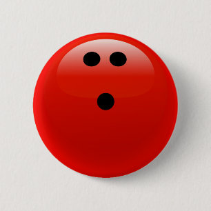 Badge Rond 5 Cm Boule de bowling rouge