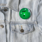 Badge Rond 5 Cm Boule de Bowling (verte) (En situation)