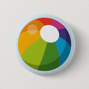 Badge Rond 5 Cm Boule de plage multicolore