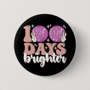 Badge Rond 5 Cm Boule disco 100 jours plus lumineux 100e jour d'éc