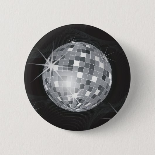Badge Rond 5 Cm boule disco argent (Devant)