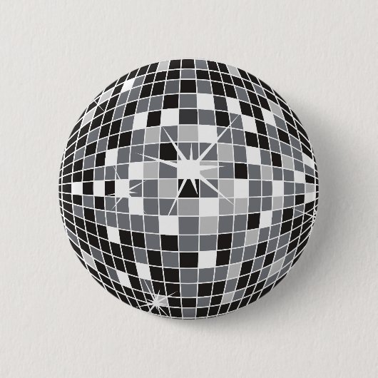 Badge Rond 5 Cm Boule Disco Argent (Devant)