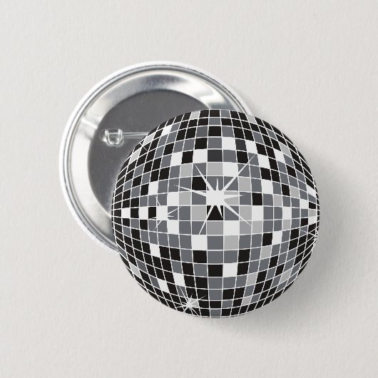 Badge Rond 5 Cm Boule Disco Argent (Devant & derrière)