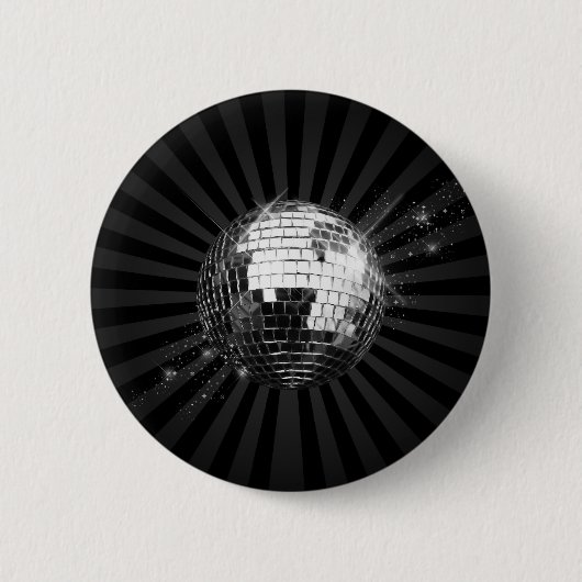 Badge Rond 5 Cm Boule Disco Mirror sur noir (Devant)