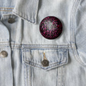 Badge Rond 5 Cm Boule Disco Rose (En situation)