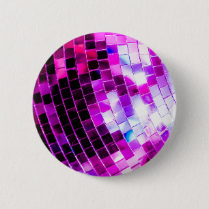 Badge Rond 5 Cm Boule disco violette