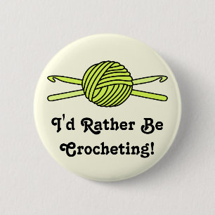 Badge Rond 5 Cm Boule jaune des crochets de fil et de crochet (dos