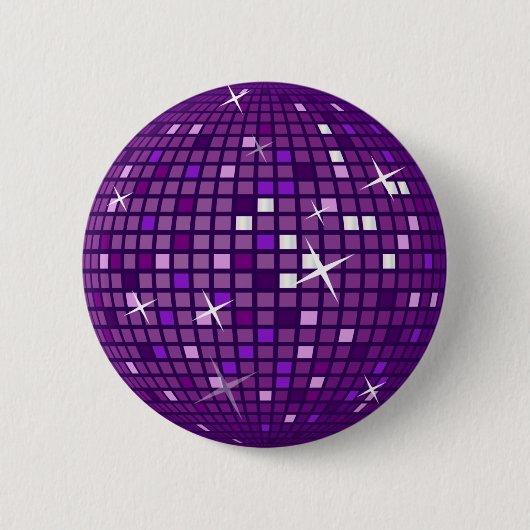 BADGE ROND 5 CM BOULE POURPRE DE DISCO DE MIROIR (Devant)
