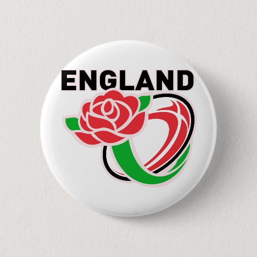 Badge Rond 5 Cm Boule rose de l'anglais de l'Angleterre de rugby (Devant)