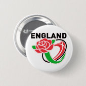 Badge Rond 5 Cm Boule rose de l'anglais de l'Angleterre de rugby (Devant & derrière)