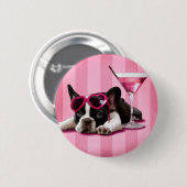 Badge Rond 5 Cm Bouledogue français (Devant & derrière)