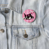 Badge Rond 5 Cm Bouledogue français (En situation)