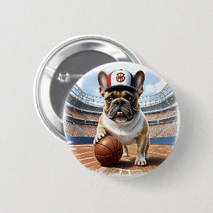 Badge Rond 5 Cm Bouledogue français Basketball Bulldog Jour de la