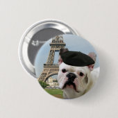 Badge Rond 5 Cm Bouledogue français dans le bouton de Paris (Devant & derrière)