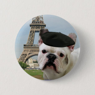 Badge Rond 5 Cm Bouledogue français dans le bouton de Paris