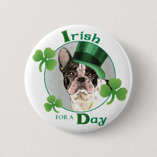 Badge Rond 5 Cm Bouledogue français du jour de St Patrick