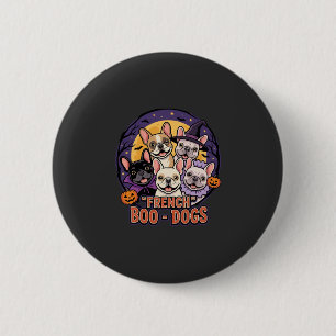 Badge Rond 5 Cm Bouledogue français Halloween Boo Dogs Vector
