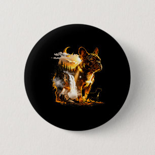 Badge Rond 5 Cm Bouledogue français hurlant à la lune mème 90s ani