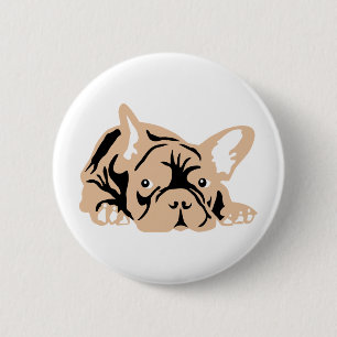 Badge Rond 5 Cm Bouledogue Français rose