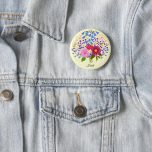 Badge Rond 5 Cm Bouquet de fleurs bouton jaune
