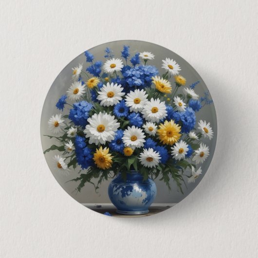 Badge Rond 5 Cm Bouquet de fleurs Elégante aquarelle (Devant)
