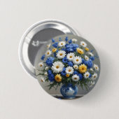 Badge Rond 5 Cm Bouquet de fleurs Elégante aquarelle (Devant & derrière)