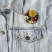 Badge Rond 5 Cm Bouquet de la maman fleur de chrysanthème (En situation)