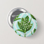 Badge Rond 5 Cm Bouquet de lis de la vallée fleurs sur le bleu (Devant & derrière)