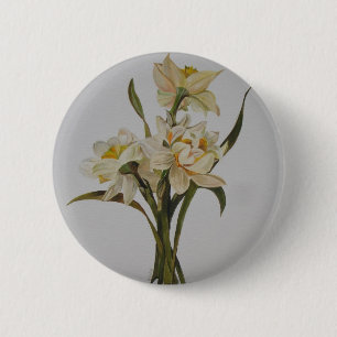 Badge Rond 5 Cm Bouquet Double Narcissi Art Floral