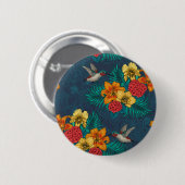 Badge Rond 5 Cm Bouquet et colibris tropicaux (Devant & derrière)