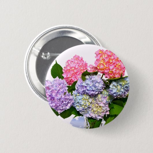 Badge Rond 5 Cm Bouquet Hydrangea (Devant & derrière)