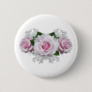 Badge Rond 5 Cm Bouquet rose