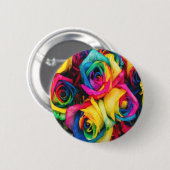 Badge Rond 5 Cm Bouquet Rose arc-en-ciel (Devant & derrière)