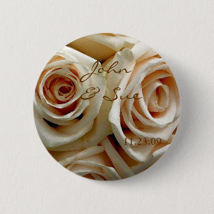 Badge Rond 5 Cm Bouquet rose de crème - bouton rond