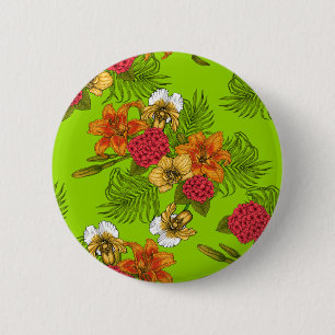 Badge Rond 5 Cm Bouquet tropical