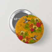 Badge Rond 5 Cm Bouquet tropical et colibris 2 (Devant & derrière)