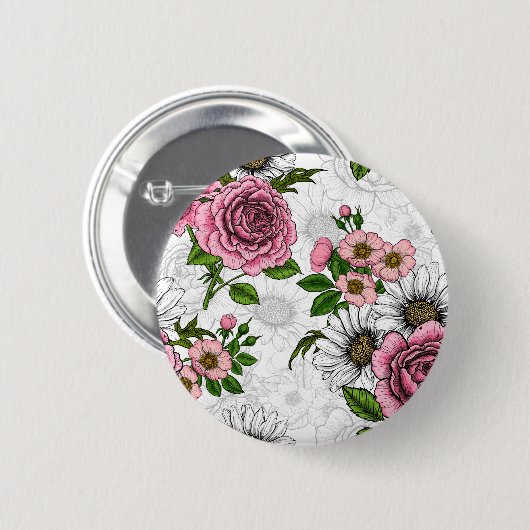 Badge Rond 5 Cm Bouquets d'été (Devant & derrière)