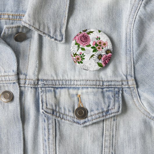 Badge Rond 5 Cm Bouquets d'été (En situation)