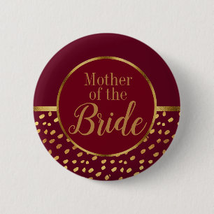Badge Rond 5 Cm Bourgogne et Mère d'or de la Mariage mariée