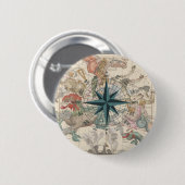 Badge Rond 5 Cm Boussole sur une carte ancienne (Devant & derrière)