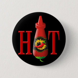 Badge Rond 5 Cm Bouteille de sauce chaude