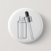 Badge Rond 5 Cm Bouteille en verre avec liquide clair et pipette (Devant)