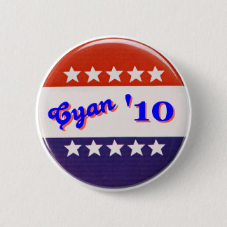 Badge Rond 5 Cm 'Bouton 10 cyan