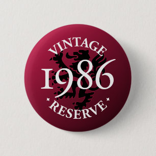 Badge Rond 5 Cm Bouton 1986 vintage de Pinback de réservation