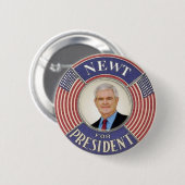 Badge Rond 5 Cm Bouton 2012 de Newt Gingrich (Devant & derrière)