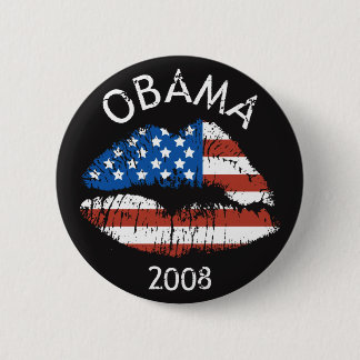Badge Rond 5 Cm Bouton 61015 de lèvres d'Obama 2008 USA